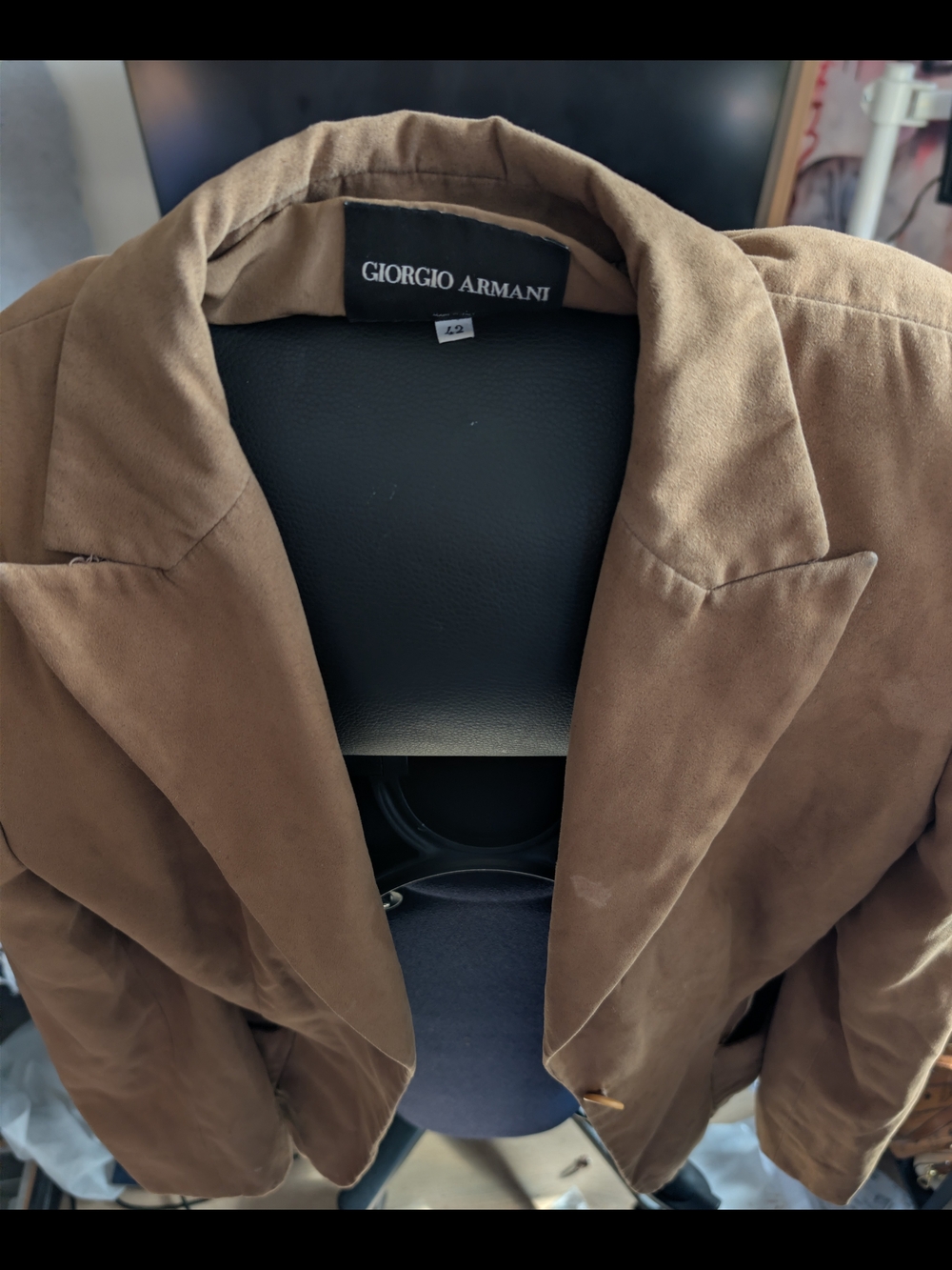 Giorgio Armani Black Label Tan Suede Jacket